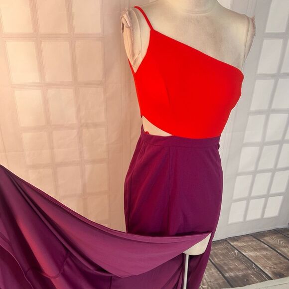 maniju NWT one shoulder asymmetrical colorblock maxi dress size S - Picture 6 of 12